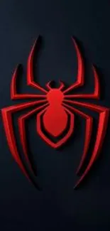 Red spider logo on dark background for mobile wallpaper.