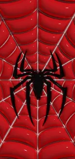 Bold red spider web design wallpaper.