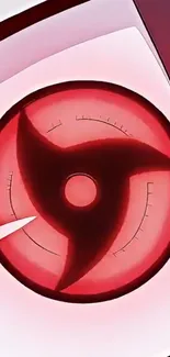 Vibrant red spiral anime eye wallpaper design.