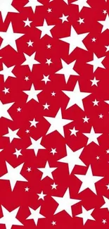 Vibrant red wallpaper with white stars for mobile background.