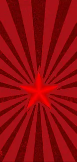 A bold red starburst pattern mobile wallpaper with a central red star.