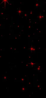 A captivating wallpaper with shimmering red stars on a black background.