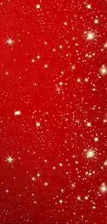 A red wallpaper with shining white stars scattered across the backdrop.