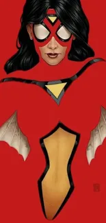 Vibrant superheroine in red costume illustration