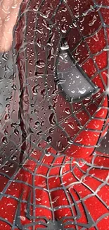 Superhero in red suit with web design desktop wallpaper.