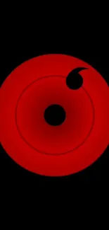 Mobile wallpaper with red concentric symbol on a black background.