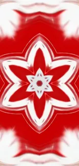 Symmetrical red and white pattern mobile wallpaper.