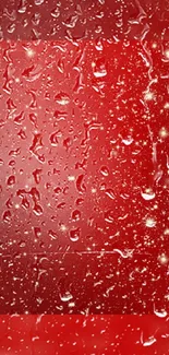 Red wallpaper with realistic water droplets creating a dynamic texture.