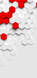 Red and white hexagon pattern mobile wallpaper.