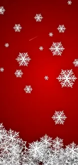 Red background with white snowflakes mobile wallpaper.