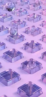 Reflective cube pattern with 3D effect and lavender tones.