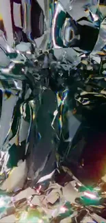 Reflective metallic abstract design for mobile wallpaper.