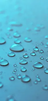 Mobile wallpaper featuring blue water droplets on a teal background.