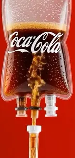 Coca-Cola drink bag on red background