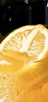 Close-up of a lemon slice in a refreshing drink
