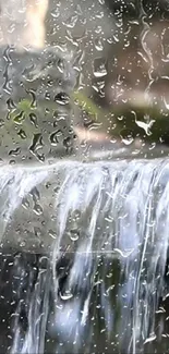 Raindrop-patterned mobile wallpaper of a cascading waterfall.