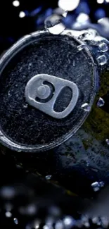 A soda can submerged in water creating bubbles and a refreshing effect.