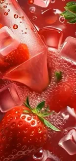 Refreshing splash of strawberries and ice, perfect for summer.