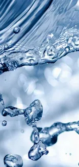 A close-up of a refreshing water splash with a calming blue tone for mobile wallpaper.