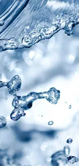 Close-up of splashing blue water with shimmering light.