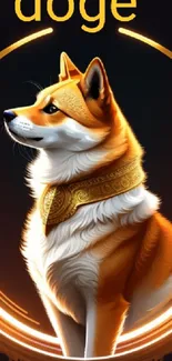 Regal Doge digital art in a golden crown.