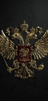 Gold double-headed eagle on dark background wallpaper.