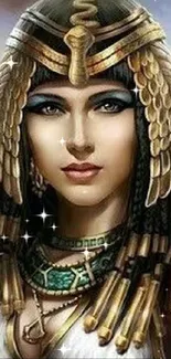 Elegant Egyptian queen digital art wallpaper for phones.