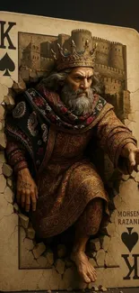 3D king emerging from a spade card artwork