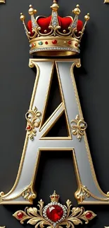 Regal letter A with gold crown design.