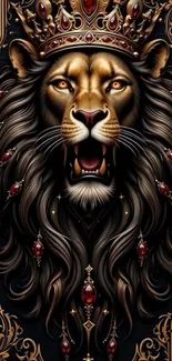 Majestic lion with a crown in detailed artwork.
