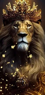 Majestic lion with a golden crown, showcasing royal elegance.