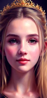 Fantasy portrait of a blonde princess with a golden crown.