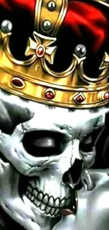 Skull with a crown mobile wallpaper, dark and artistic design.