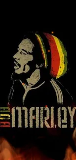 Black background with colorful reggae-themed art.