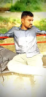 Man relaxing on a park bench in the sunlight.