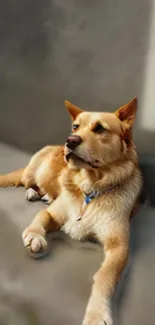 Relaxed dog lying in a serene setting, exuding calmness and warmth.