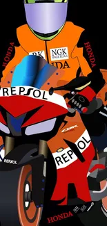 Repsol racing motorcycle with orange gear art wallpaper.