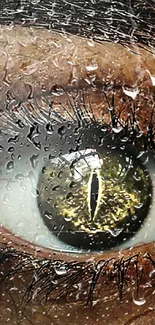 Close-up of a reptilian eye with golden hues and detailed textures.