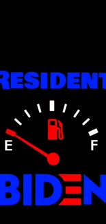 Resident Biden wallpaper with fuel gauge design in bold colors.