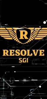 Elegant Resolve SGI logo with gold wings on a black background.