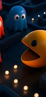 Colorful arcade game wallpaper with iconic characters.