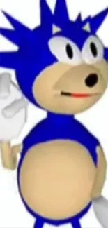 Retro blue character with distinctive spikes on a white background.