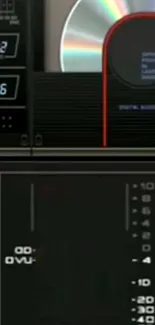 Retro boombox wallpaper with digital display and CD