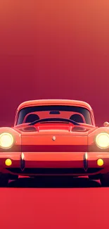 Retro car with a vibrant red and orange gradient background.