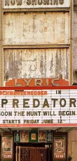 Retro cinema marquee with Predator showcasing a vintage look.