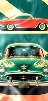 Retro car art wallpaper with vintage style.