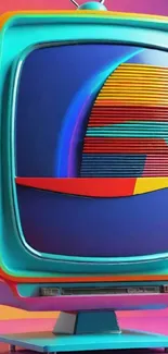 Colorful retro TV illustration with vibrant hues.