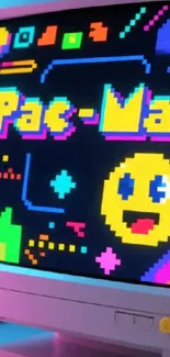 Retro pixel art wallpaper with arcade theme.