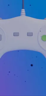 Retro gamepad with blue gradient background.