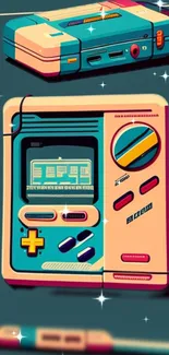 Retro gaming console with vibrant colors and nostalgic design.